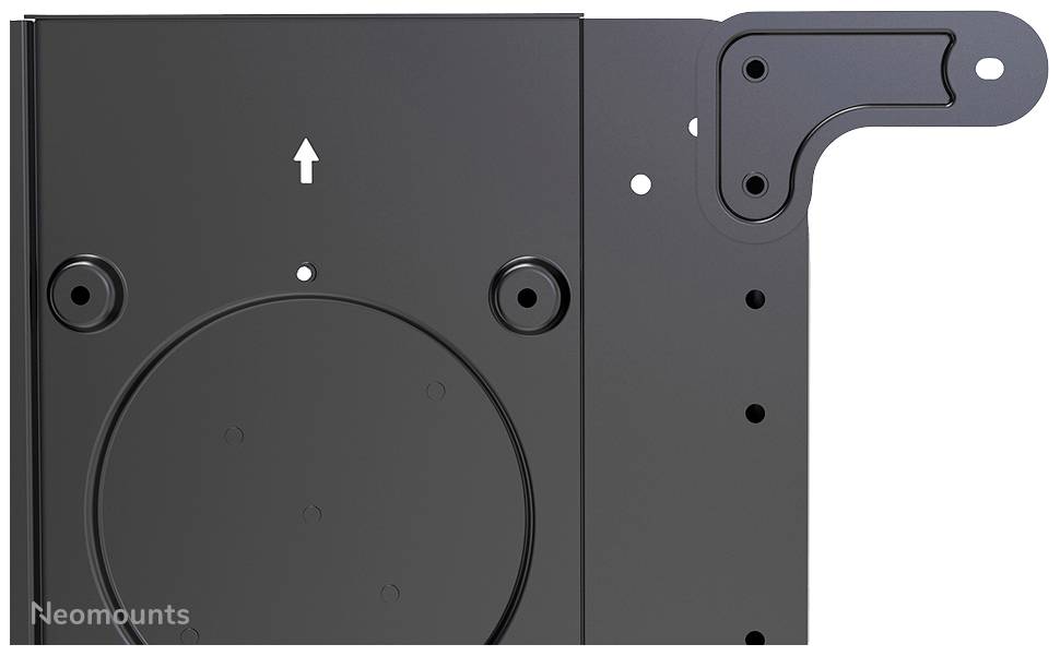 Das Bild zeigt einen schwarzen Metallwinkel mit abgerundeten und geraden Kanten. Oben ist ein Pfeil, der nach oben zeigt.