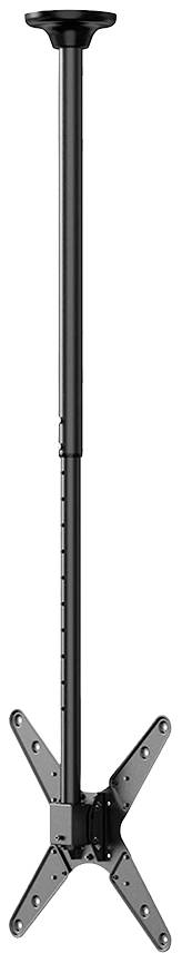 Halterung für Projektoren oder Monitore, schwarz, mit verstellbarem Teleskoparm und X-förmiger Befestigungsplatte.