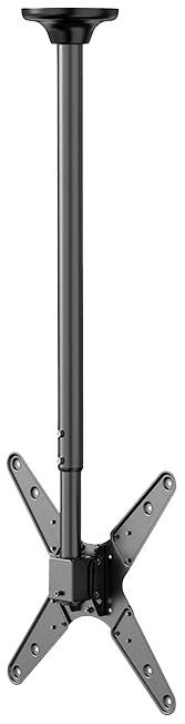 Projektorhalterung mit verstellbarer Deckenbefestigung, metallisch, mit einem langen, schwenkbaren Arm und mehreren Bohrlöchern.