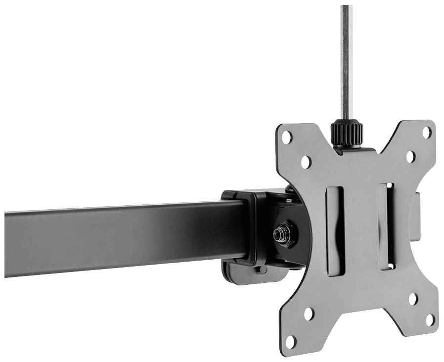 Halterung für einen Monitor mit neigbarer und schwenkbarer Funktion, schwarz, geeignet zur Befestigung an einer Stange oder Wand.