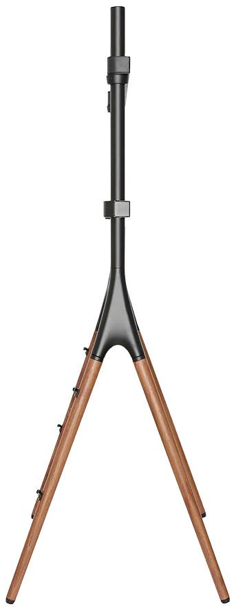 Mehrzweckständer mit Holzbeinen und schwarzem Metallbereich, geeignet für verschiedene Präsentationszwecke oder Instrumentenständer.