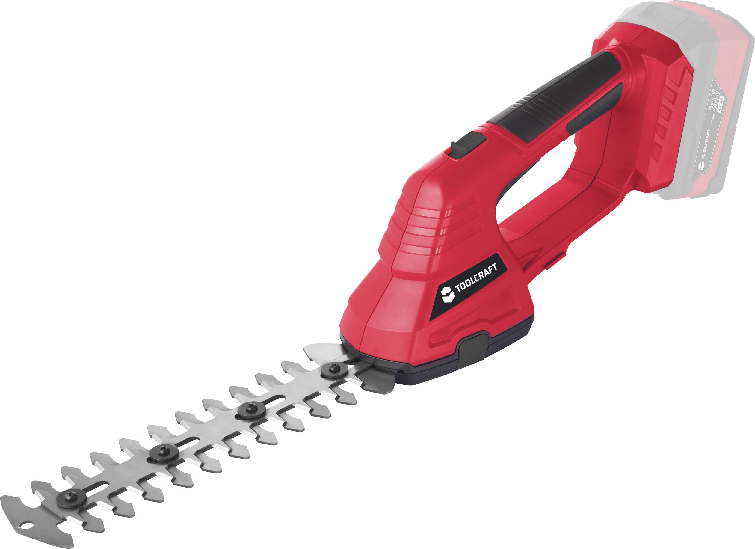 TOOLCRAFT TO-6928995 GBS-L118 / TAWB-200 Akku Grasschere ohne Akku, ohne Ladegerät, inkl. Gras- und Strauchscherenvorsatz 20 V Li-Ion