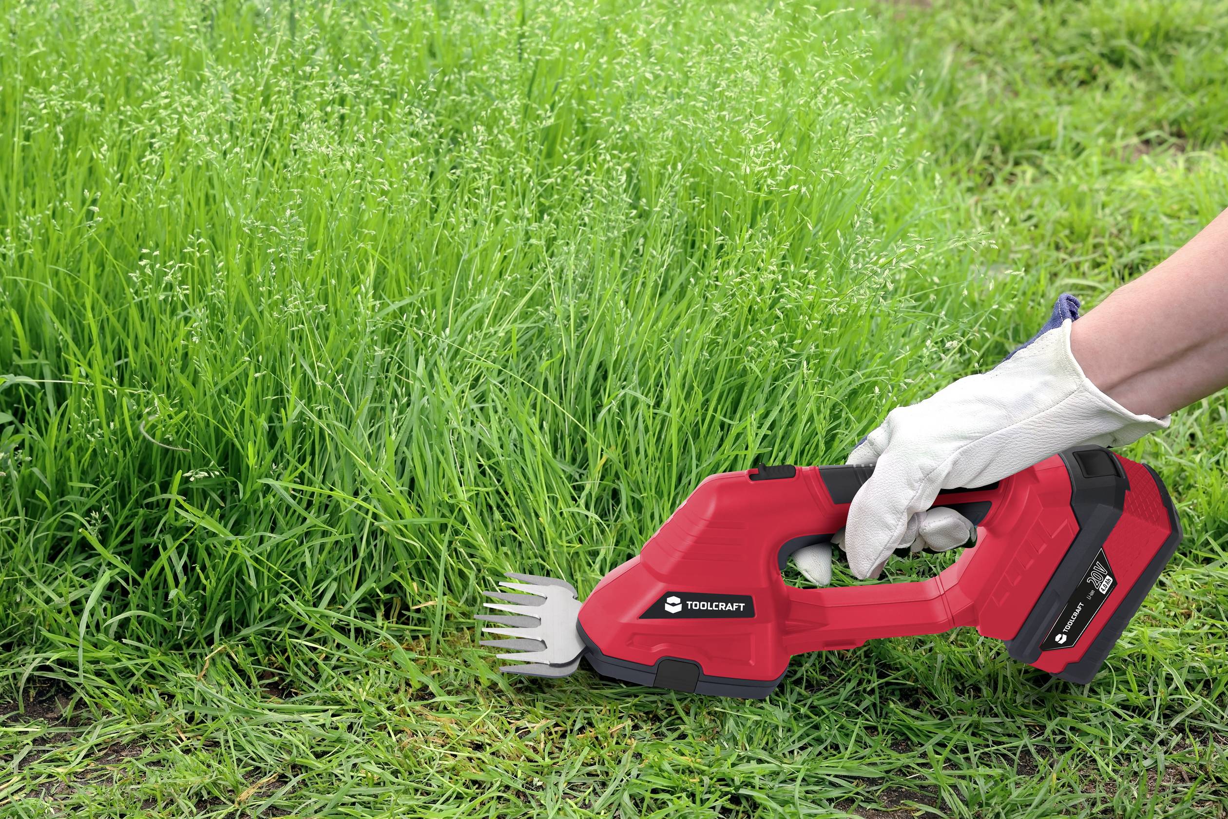 TOOLCRAFT TO-6928995 GBS-L118 / TAWB-200 Akku Grasschere ohne Akku, ohne Ladegerät, inkl. Gras- und Strauchscherenvorsatz 20 V Li-Ion