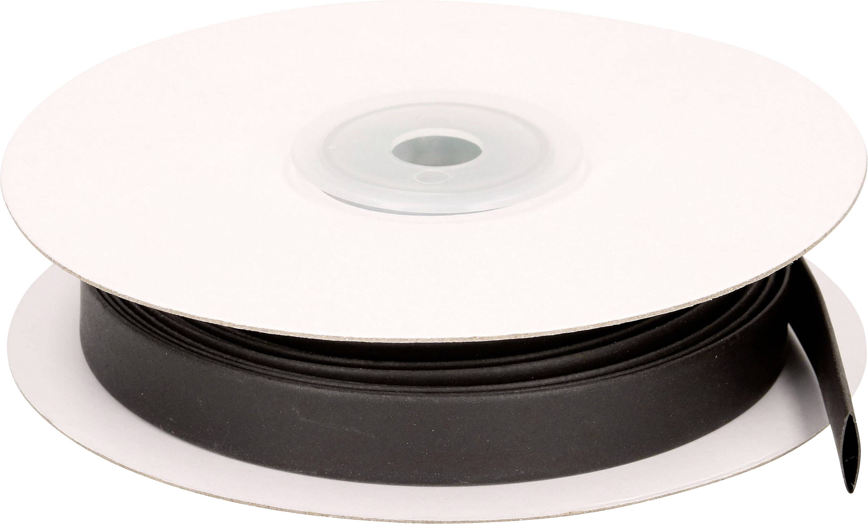 Rolle mit schwarzem Band, das für Verpackungen oder Befestigungen verwendet werden könnte.