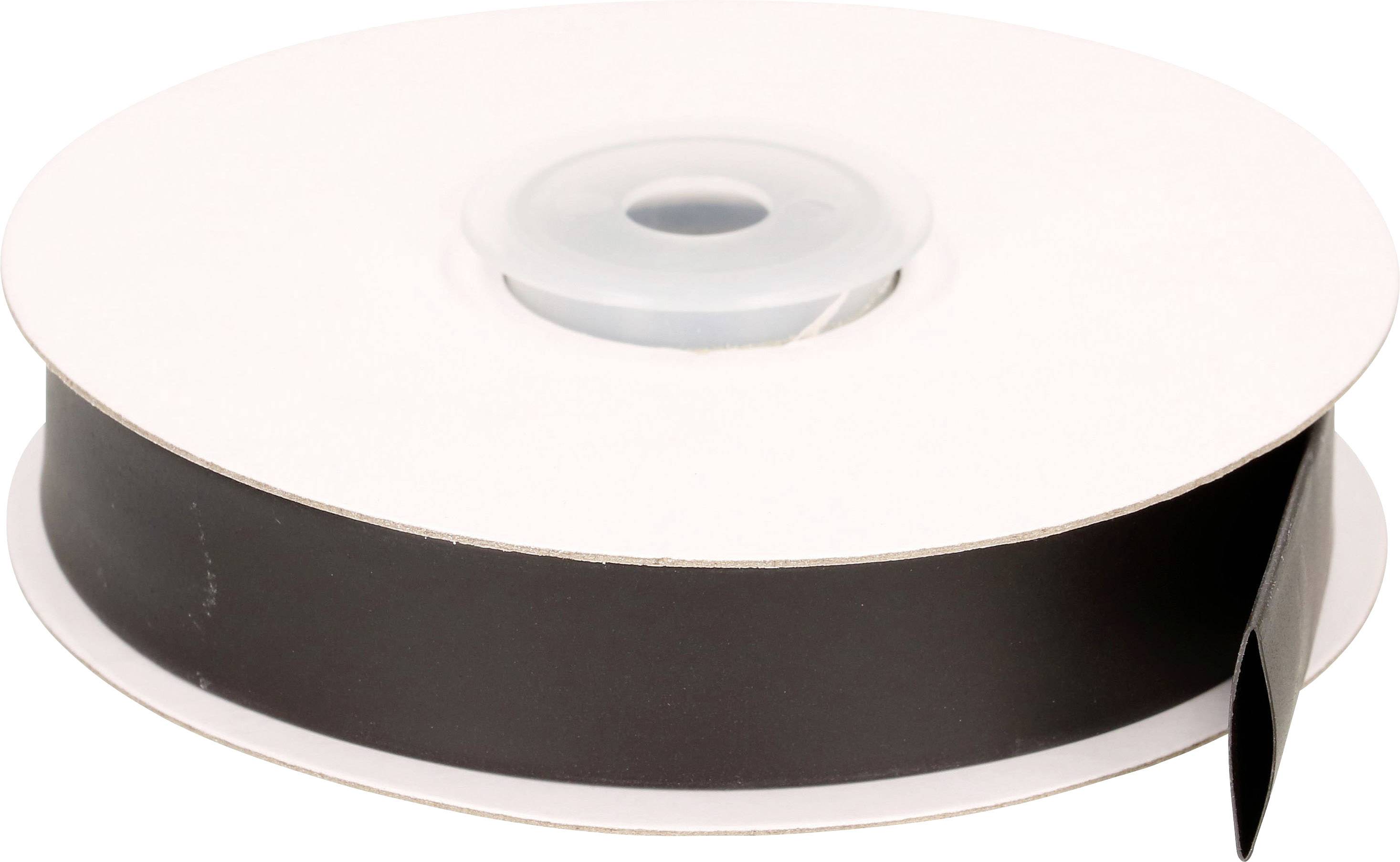 Eine Rolle mit schwarzem Magnetband, das für Anwendungen wie Verschluss oder Befestigung verwendet wird.