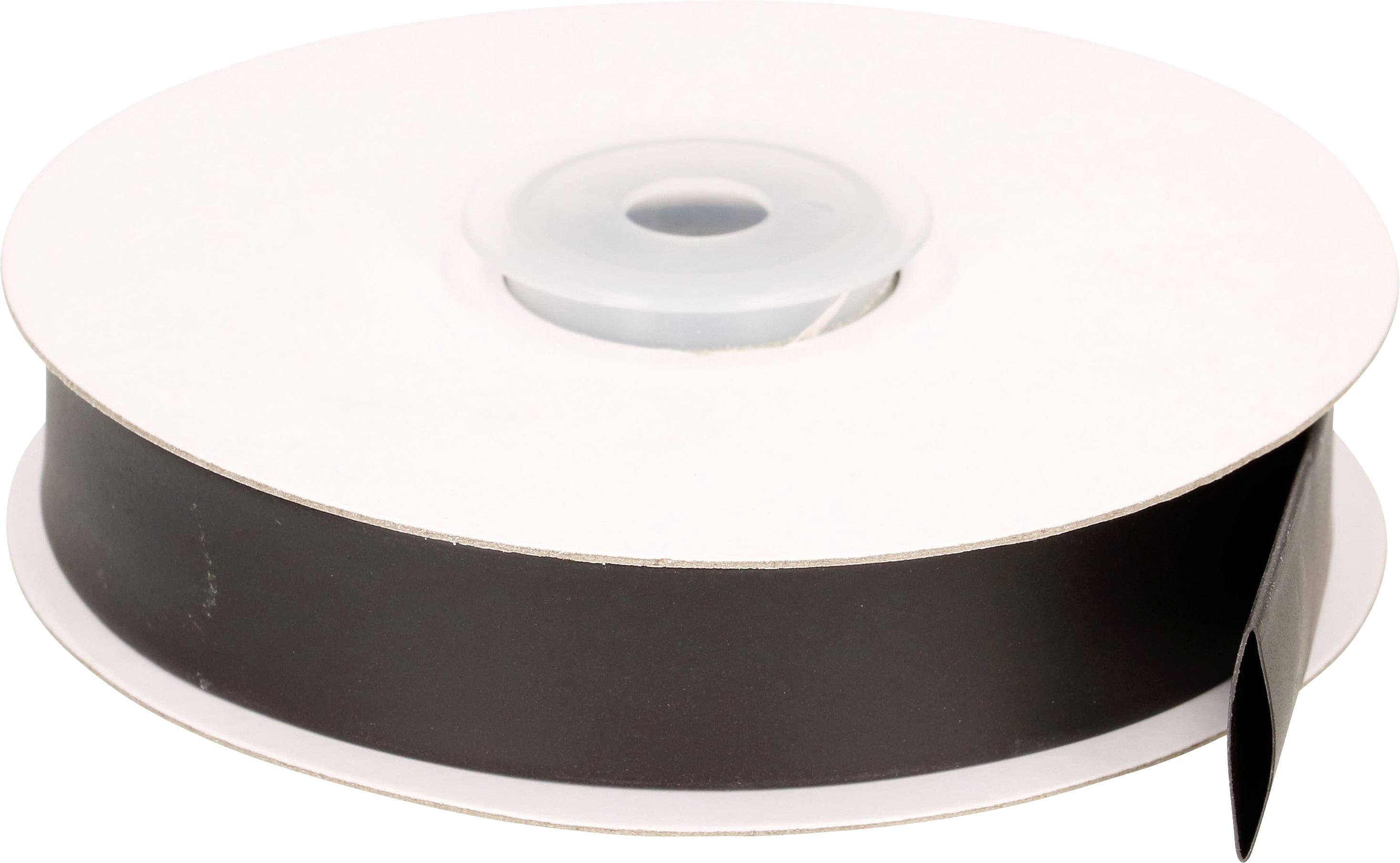 Rolle mit schwarzem Magnetband aus Kunststoff, auf einem weißen Kernteller.