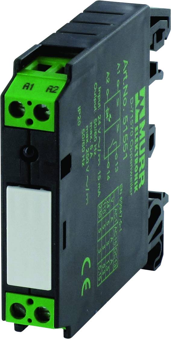 Elektronisches Bauteil im Gehäuse mit grüner und schwarzer Beschriftung, Produktnummer '51151', mit mehreren Anschlüssen oben und unten.