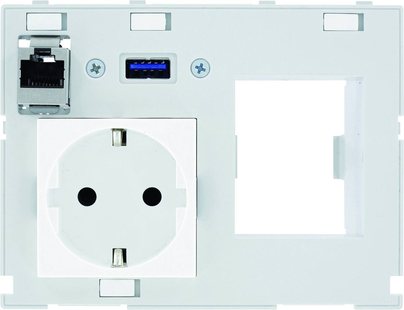 Murrelektronik Kombieinsatz 2-fach Deutschland 1xRJ45+USB-A + Ausschnitt für 2 pol. FI/LS-Schalter Modlink MSDD Inhalt: 1St.