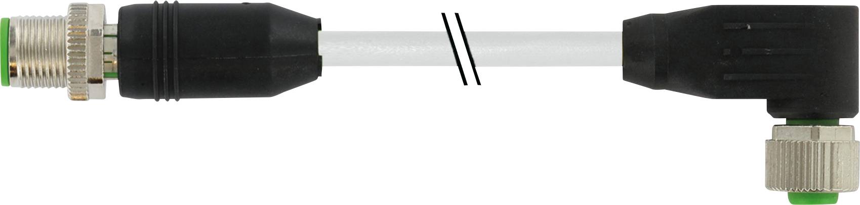 Ein gerader Koaxialstecker ist über ein kurzes Kabel mit einem abgewinkelten Koaxialstecker verbunden.