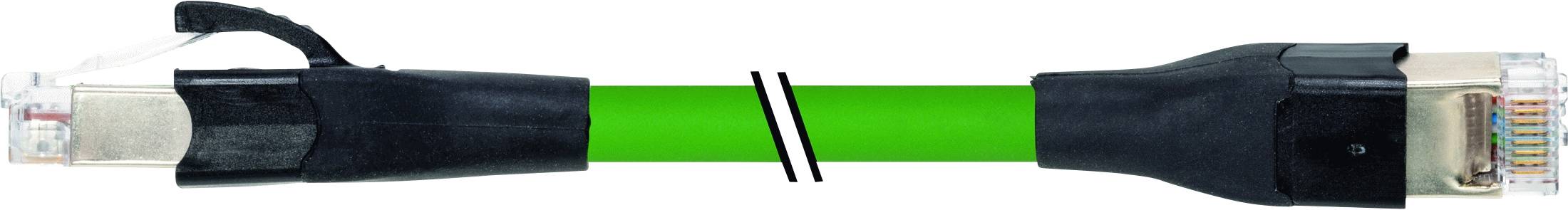 Ein durchgeschnittenes Netzwerkkabel auf grünem Hintergrund zeigt Kommunikationsabbruch oder Netzwerkunterbrechung.