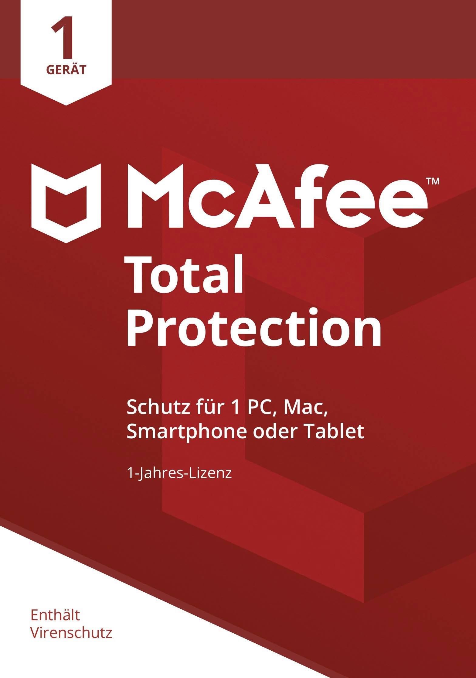 McAfee Total Protection 1 Device 2021 (Code in a Box) Jahreslizenz, 1