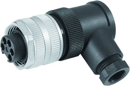 Ein runder Steckverbinder mit mehreren Anschlüssen, teils silberfarben, teils schwarz. Verwendet in elektronischen Anwendungen.