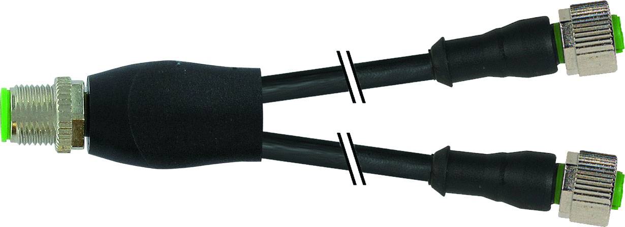Y-Adapter mit drei Steckern und zwei Abzweigungen, geeignet für die Verbindung von elektrischen Geräten oder Kabeln.