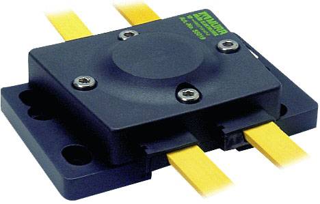 Ein schwarzes elektronisches Komponentengehäuse mit befestigten gelben Kabeln, wahrscheinlich zur Stromverteilung oder -steuerung.