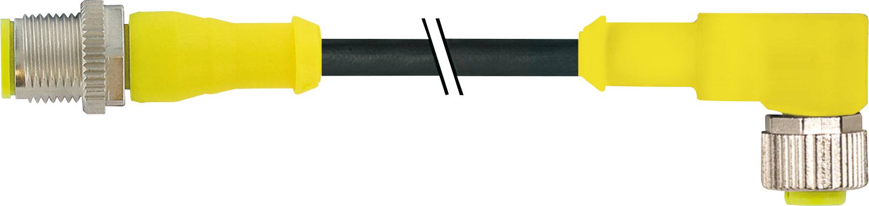 Gelbes Kabel mit Metallanschlüssen an beiden Enden, in der Mitte durchtrennt, zeigt Verbindungslösung.