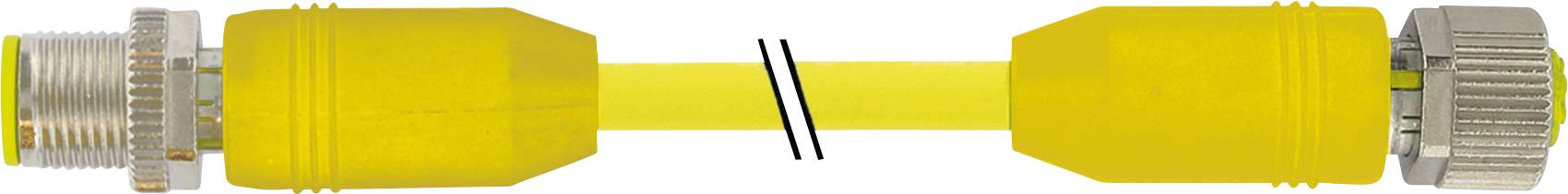 Gelber Schlauch mit silbernen Endkappen, verbunden durch einen flexiblen Abschnitt; wird oft für Gas- oder Wasserleitungen verwendet.