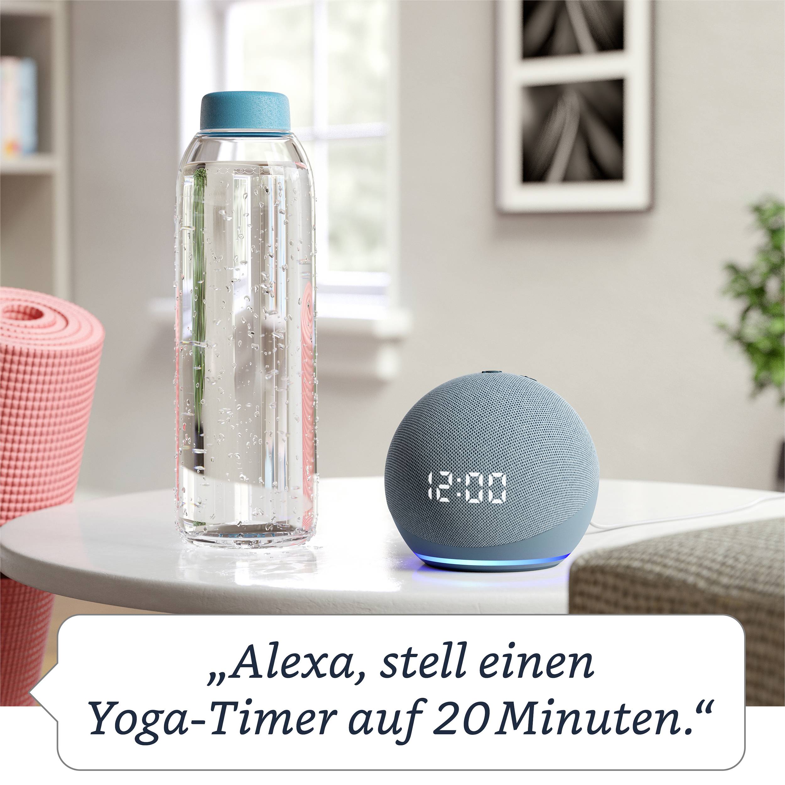 Amazon echo Echo Dot (4. Generation) mit Uhr Sprachassistent Blau-Grau