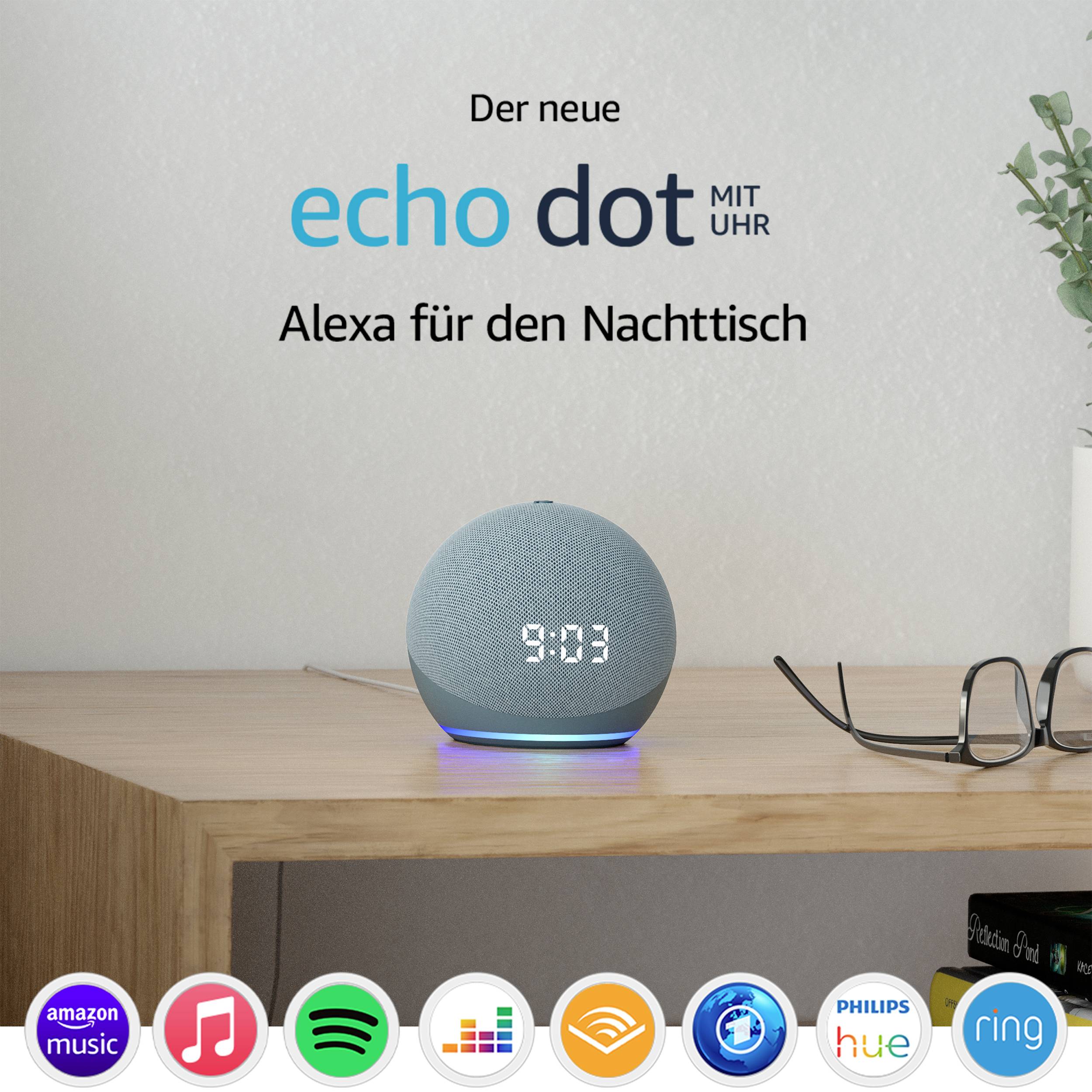 Amazon echo Echo Dot (4. Generation) mit Uhr Sprachassistent Blau-Grau