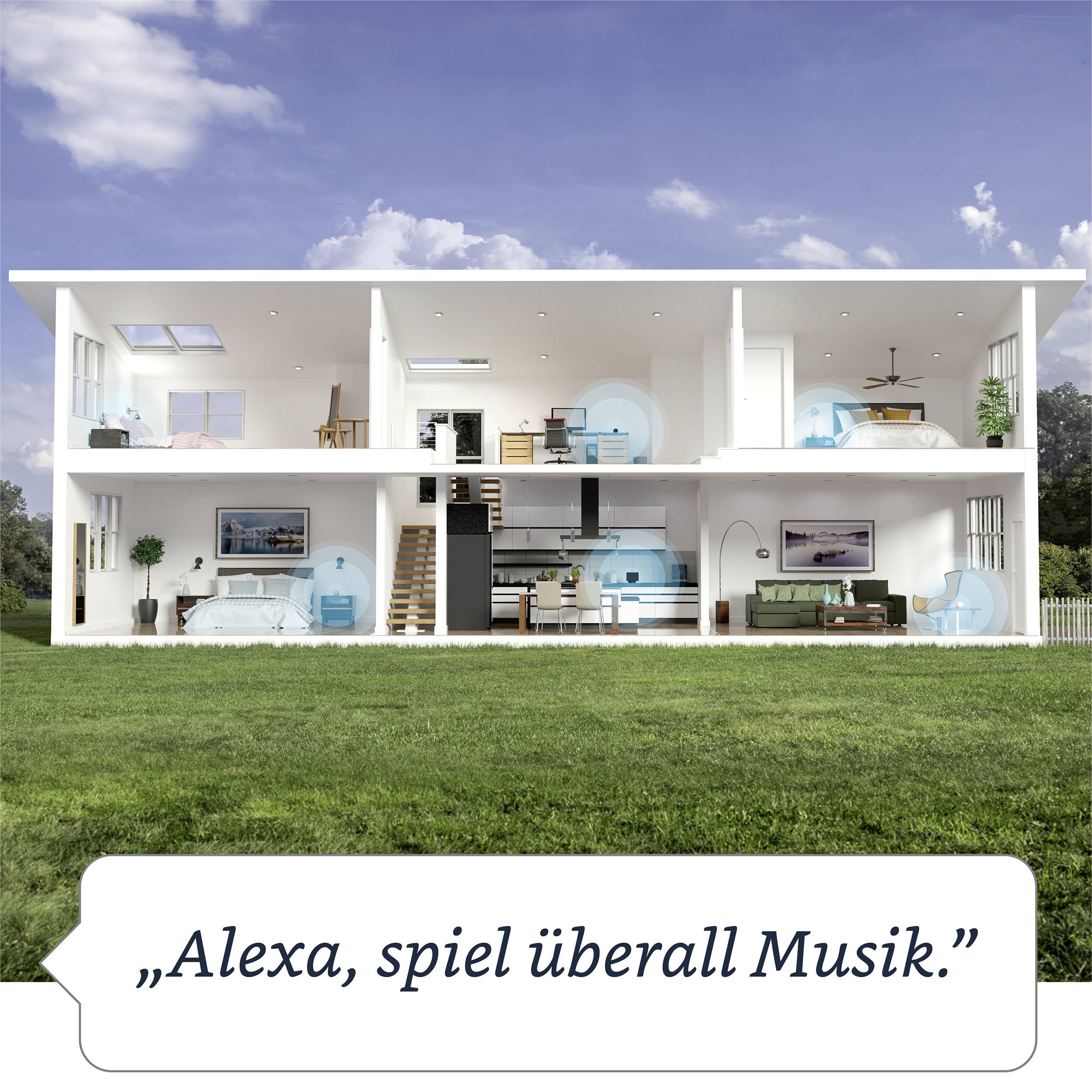 Amazon echo Echo Dot (4. Generation) mit Uhr Sprachassistent Blau-Grau