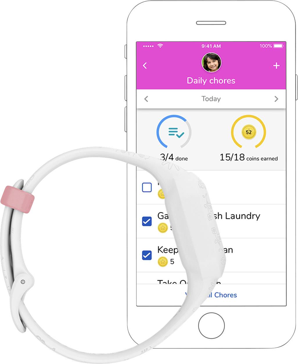 Garmin vívofit® jr. 3 | Disney Prinzessinnen Kinderarmbanduhr Weiß, Altrosa