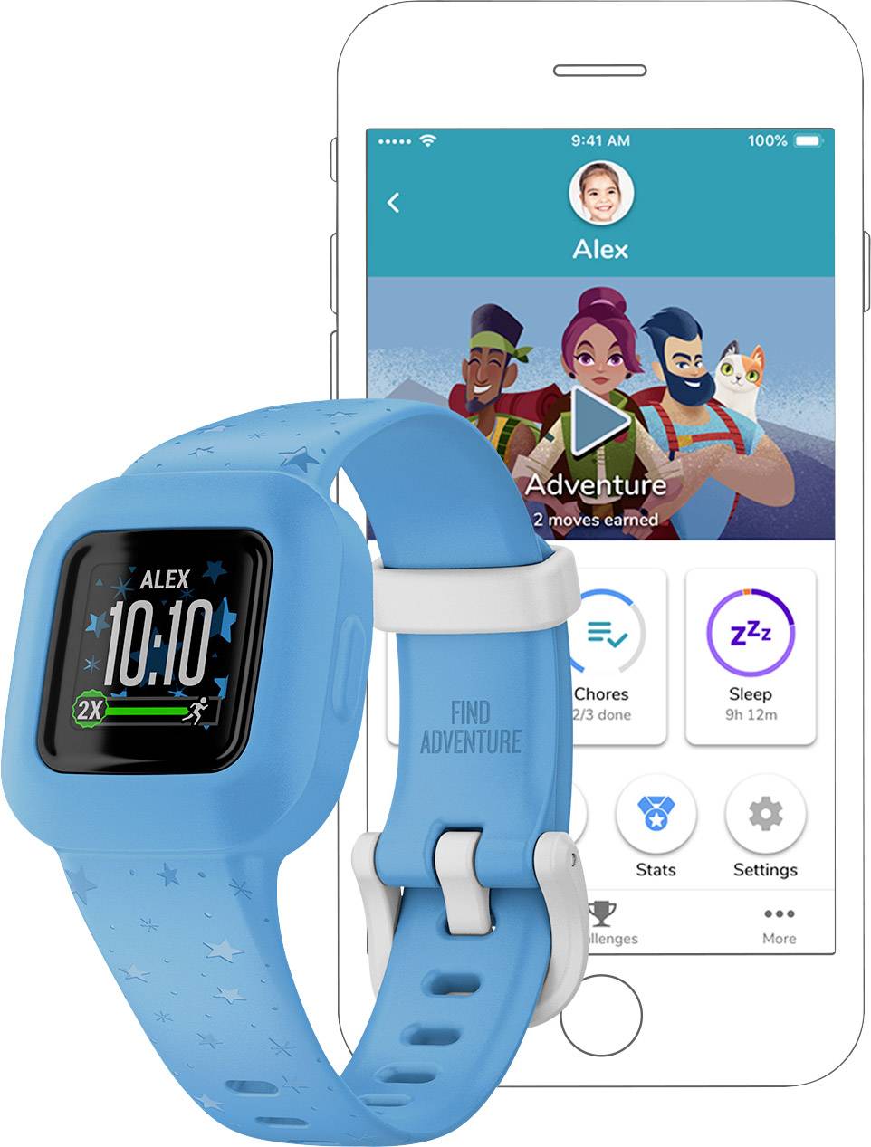 Garmin vívofit® jr. 3 | 3 Sterne Kinderarmbanduhr Blau, Weiß