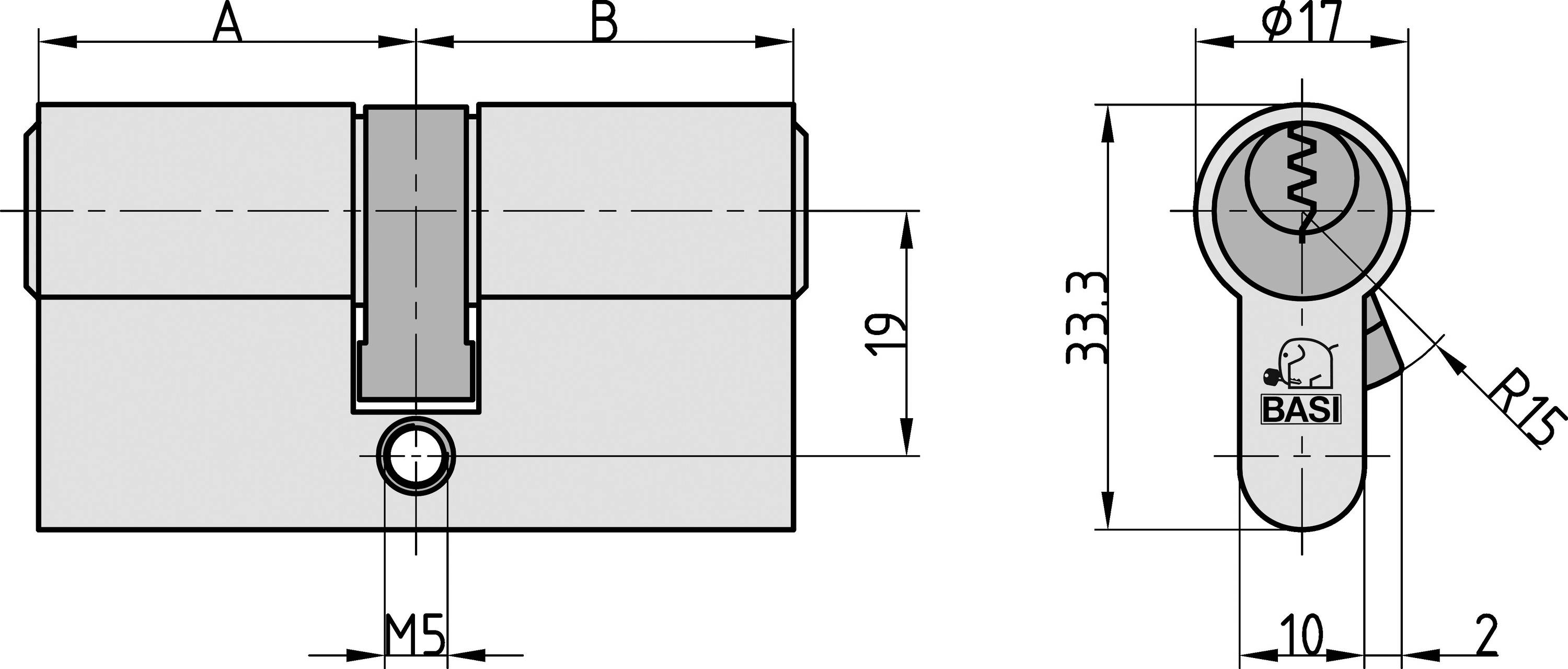 Basi BM5021-0020-0040 Profilhalbzylinder 10 / 50mm