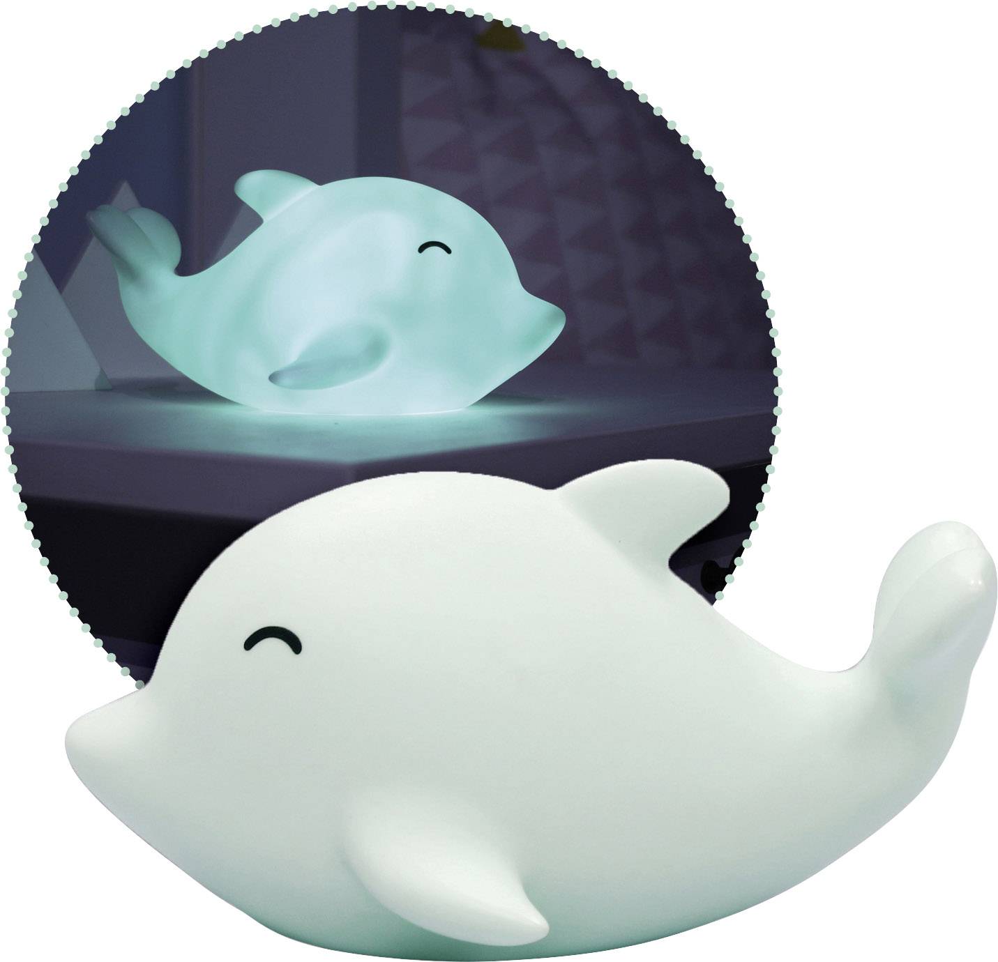 lumilu Sea Life - dolphin 52293 Nachtlicht Delfin Warmweiß Pastell-Grün