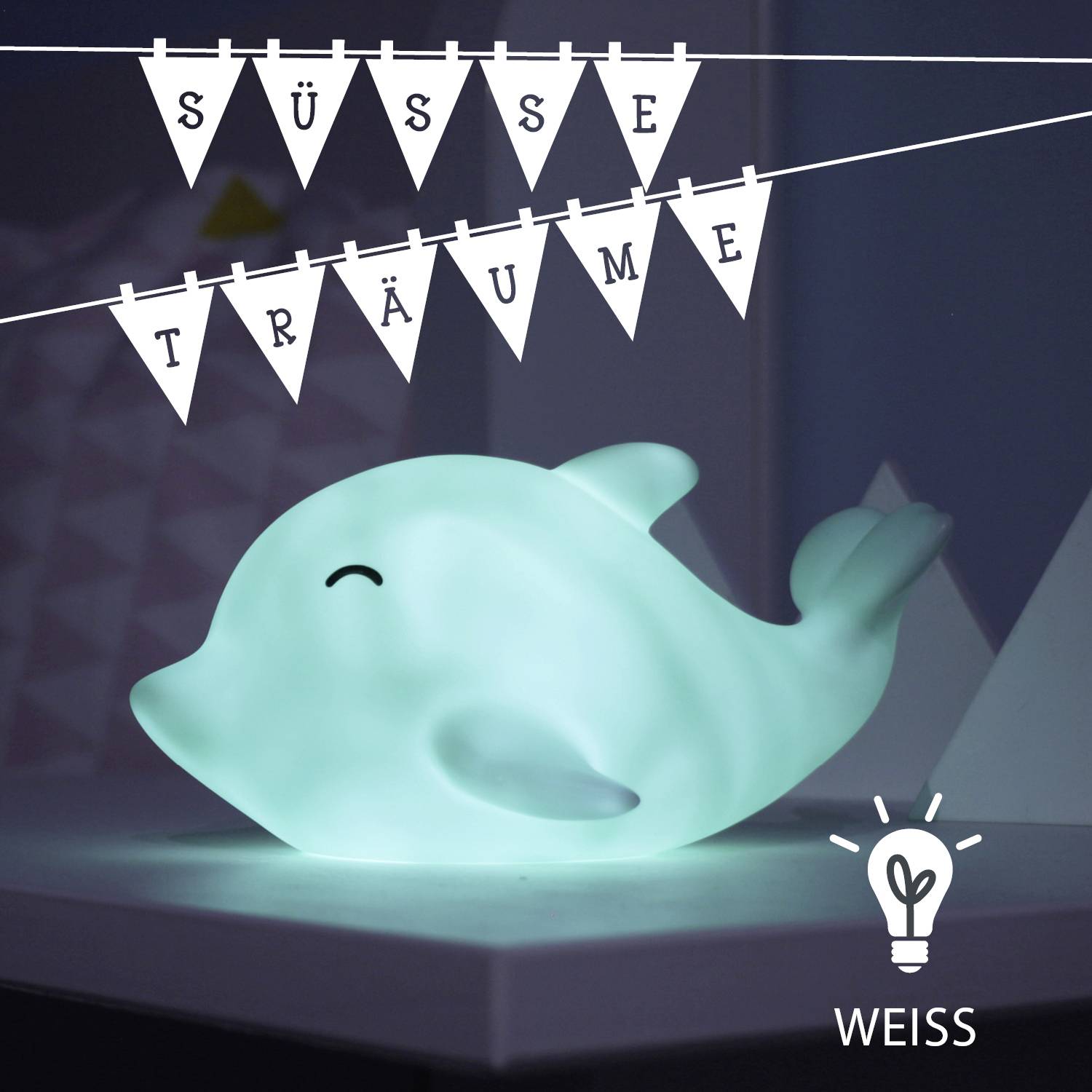 lumilu Sea Life - dolphin 52293 Nachtlicht Delfin Warmweiß Pastell-Grün