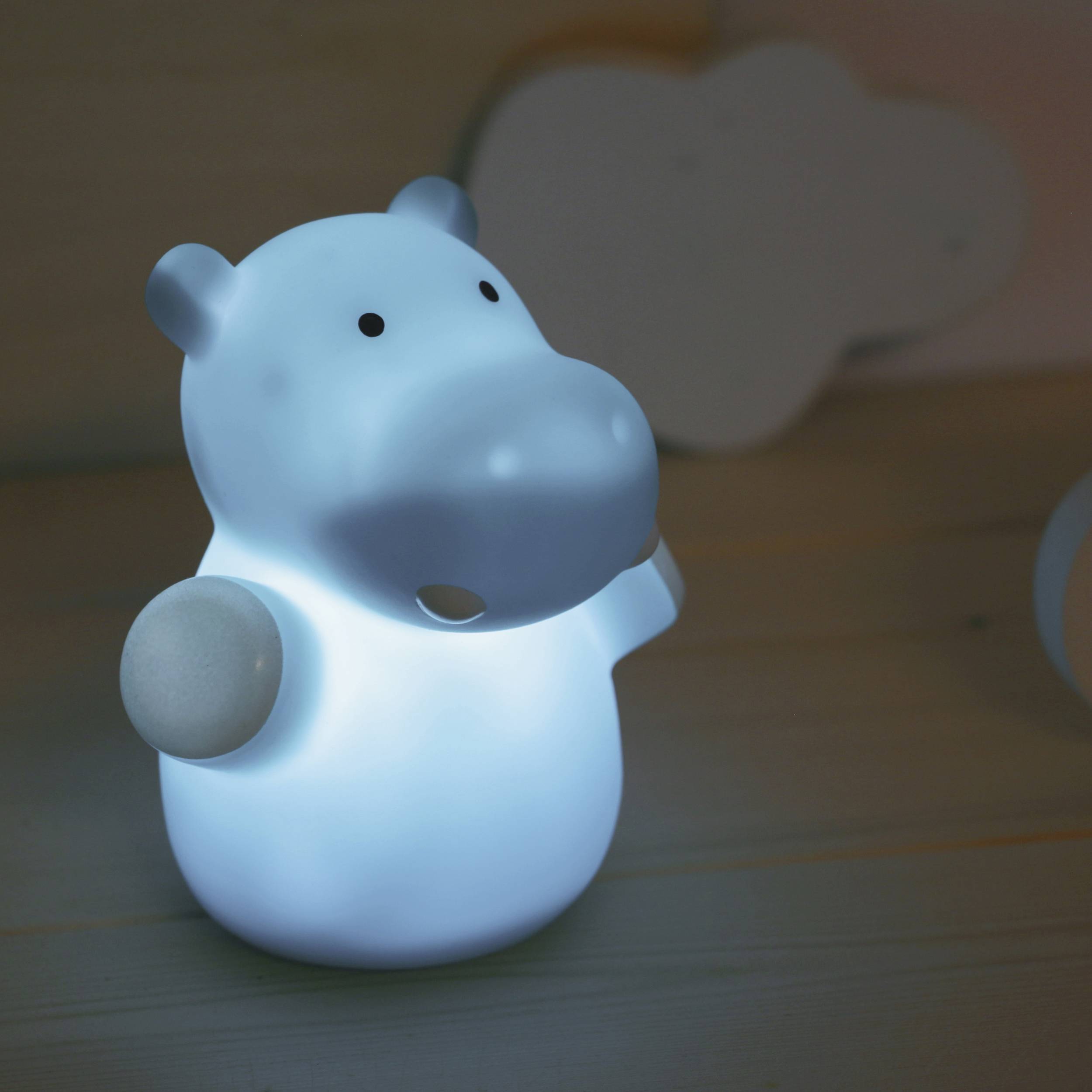lumilu Mini Zoo - hippo 52353 Nachtlicht Nilpferd Warmweiß Petrolblau
