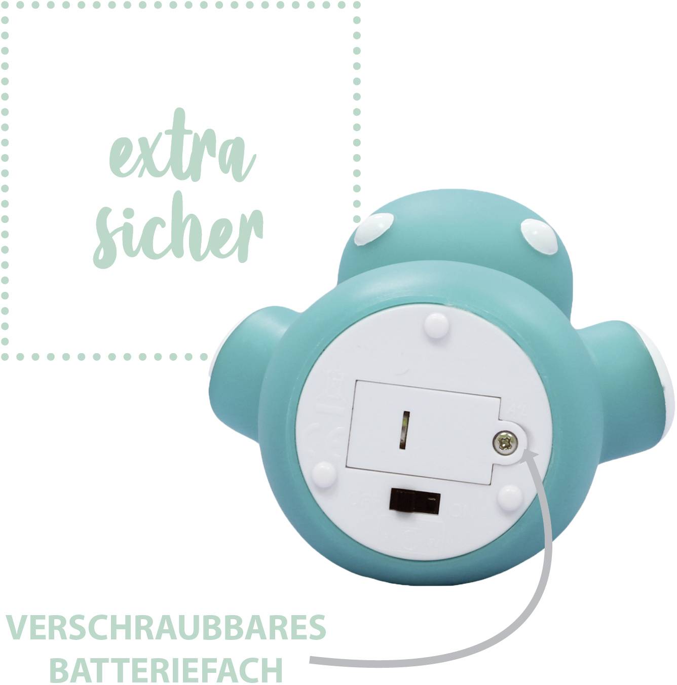 lumilu Mini Zoo - hippo 52353 Nachtlicht Nilpferd Warmweiß Petrolblau