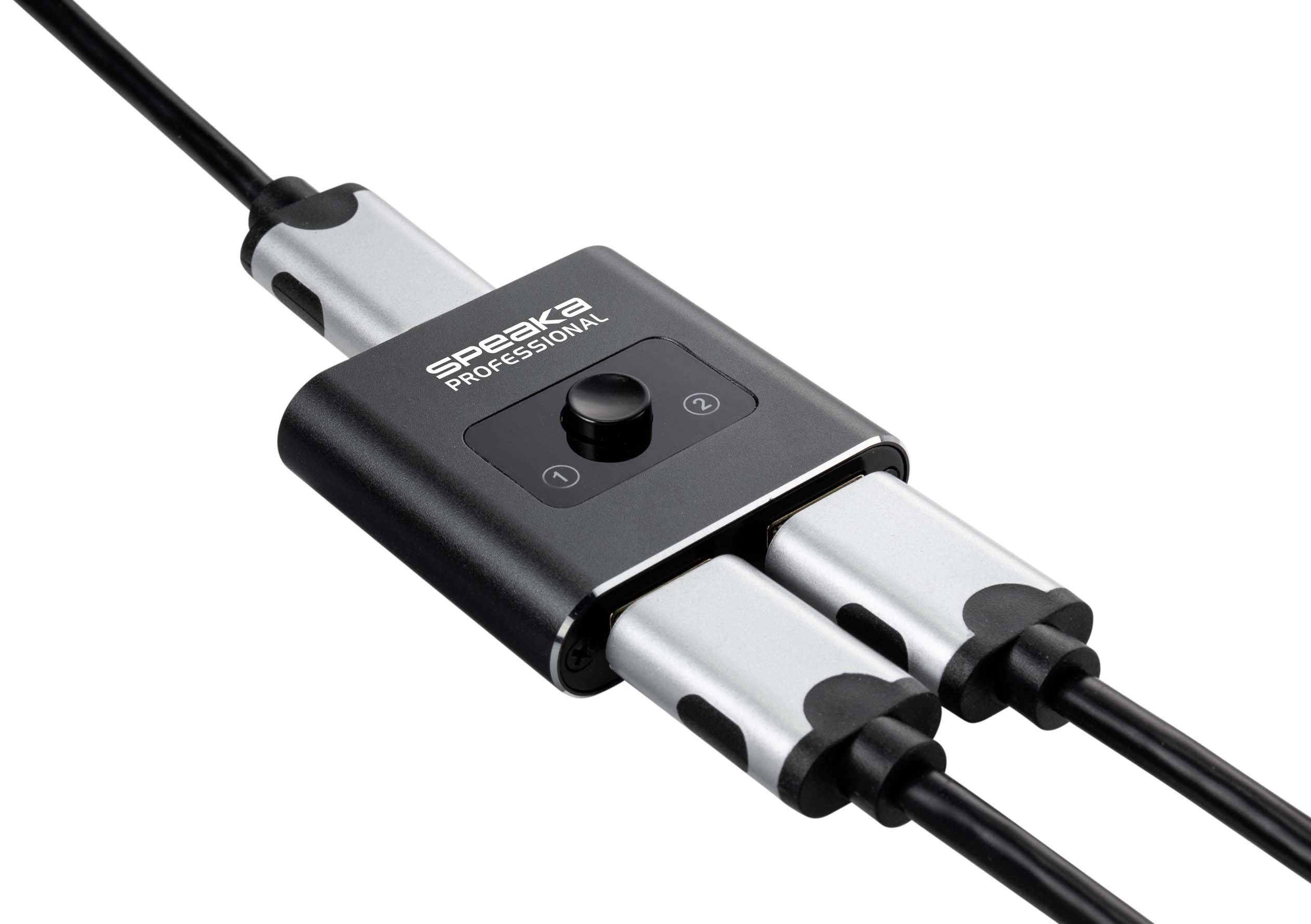 SpeaKa Professional SP-BDS-120 1+2 Port HDMI-Switch UHD 4K @ 60Hz