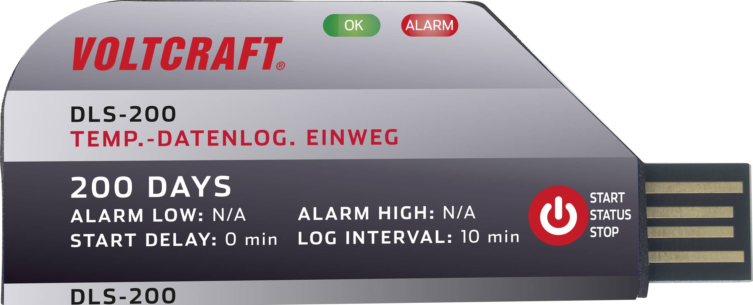 VOLTCRAFT VC-11576730 DLS-200 Temperatur-Datenlogger Messgröße Temperatur -30 bis 70°C Einwegdatenlogger, PDF Funktion