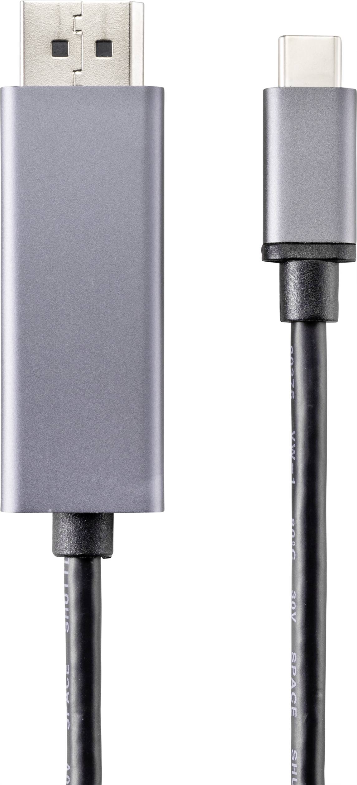 Renkforce USB-C® / DisplayPort Anschlusskabel USB-C® Stecker, DisplayPort Stecker 1.00m Schwarz RF-4630696 PVC-Mante