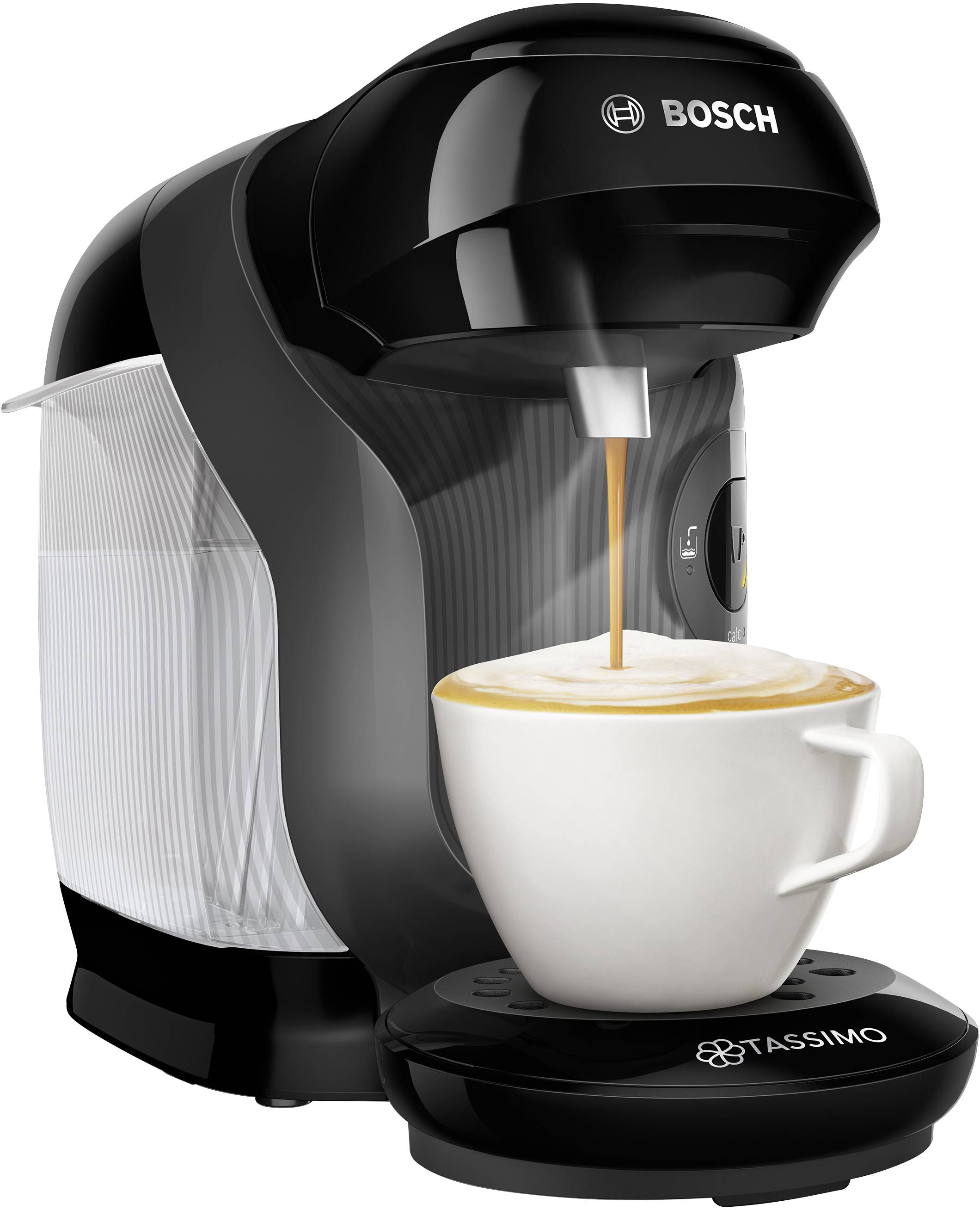 Bosch Haushalt Style TAS1102 Kapselmaschine Schwarz One Touch, Höhenverstellbarer Kaffeeauslauf