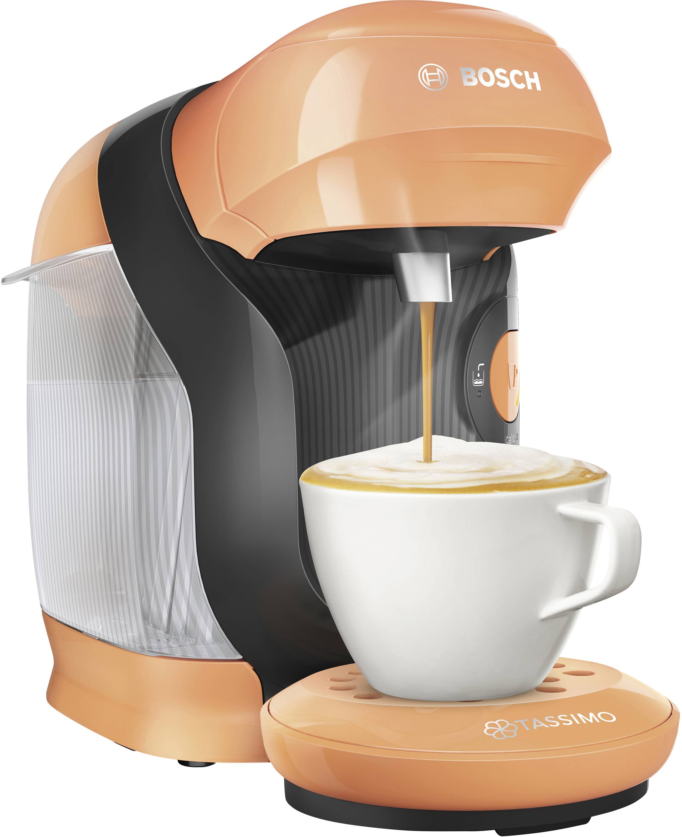 Bosch Haushalt Style TAS1106 Kapselmaschine Orange One Touch, Höhenverstellbarer Kaffeeauslauf