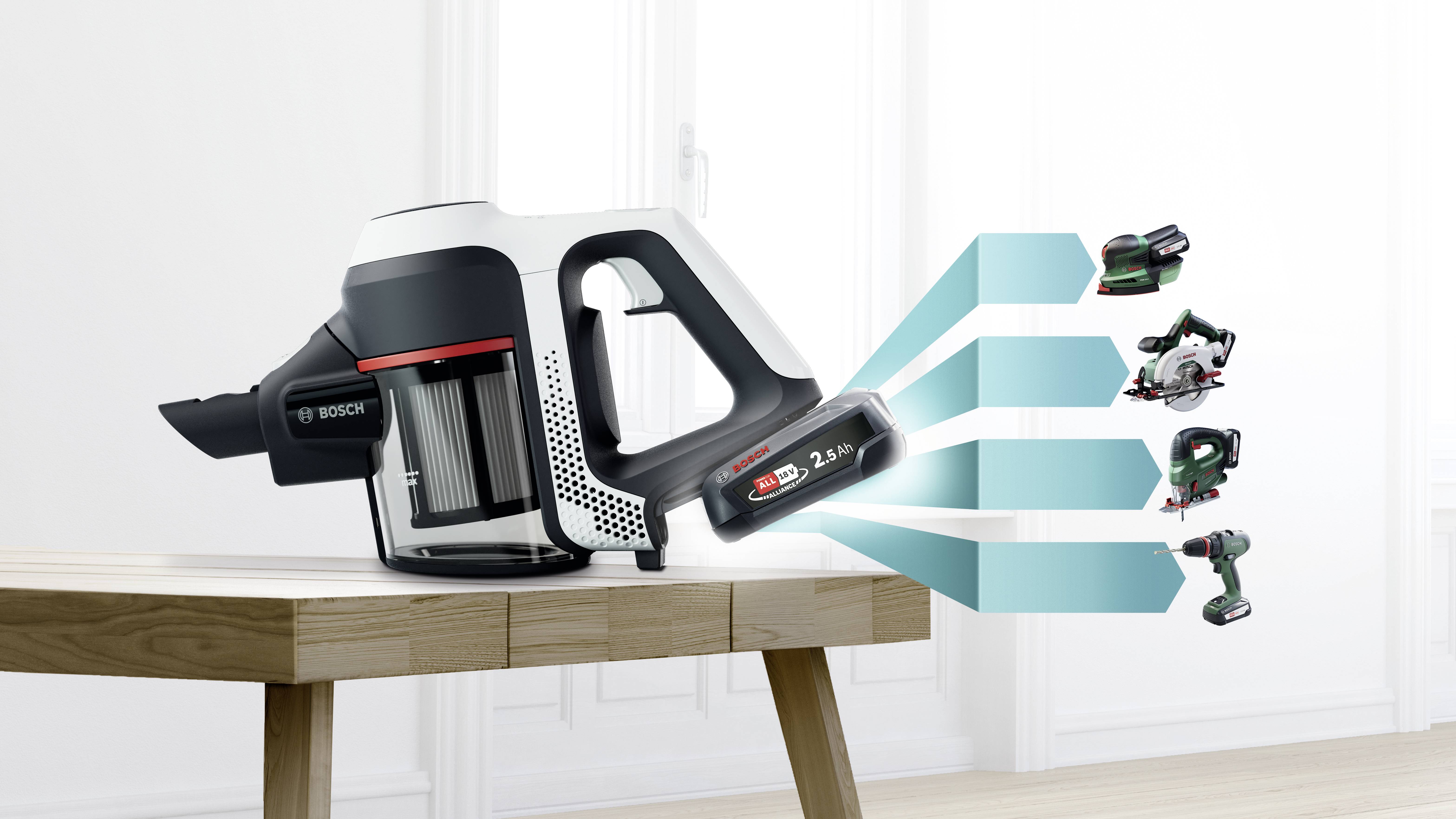 Bosch Haushalt Unlimited BKS611MTB Akku-Handstaubsauger inkl. Akku, inkl. Ladegerät, inkl. Mini-Turbobürste, Beutellos