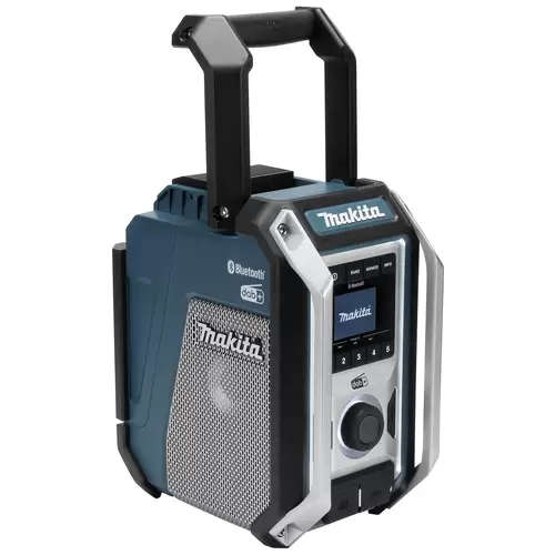 Makita Baustellenradio DAB, DAB+ AUX, Bluetooth®, USB spritzwassergeschützt, stoßfest Türkis, Schwarz, Silber Makita Baustellenradio DAB, DAB+ AUX, Bluetooth®, USB spritzwassergeschützt, stoßfest Türkis, Schwarz, Silber