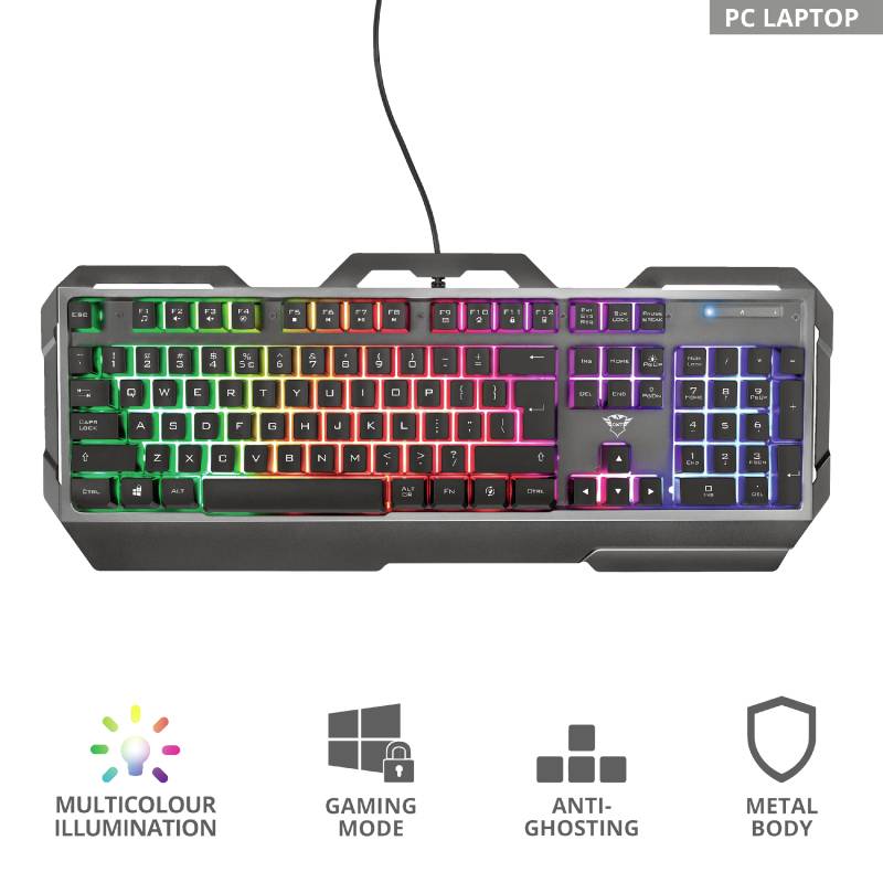 Trust GXT856 TORAC Kabelgebunden, USB Gaming-Tastatur Deutsch, QWERTZ Schwarz Beleuchtet, Multimediatasten