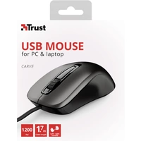 Trust CARVE Maus USB Optisch Schwarz 3 Tasten 1200 dpi Trust CARVE Maus USB Optisch Schwarz 3 Tasten 1200 dpi