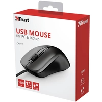 Trust CARVE Maus USB Optisch Schwarz 3 Tasten 1200 dpi Trust CARVE Maus USB Optisch Schwarz 3 Tasten 1200 dpi