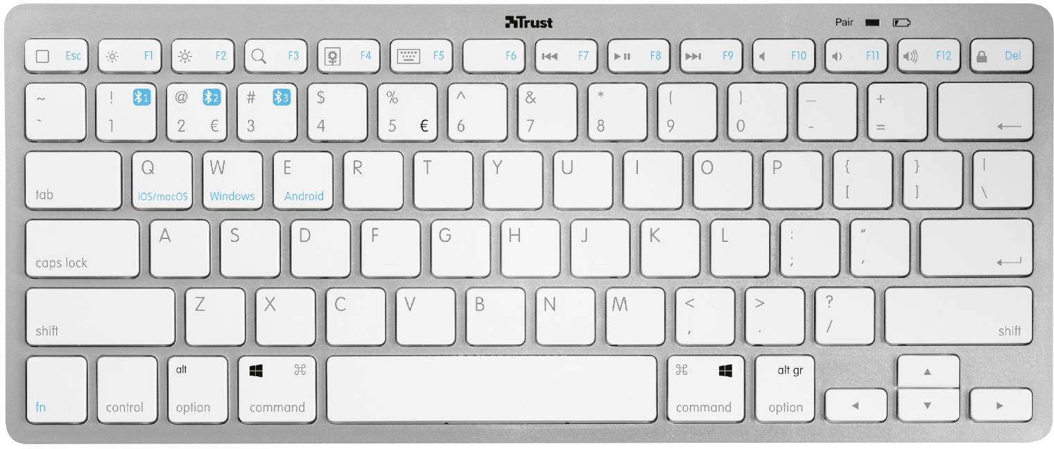 Trust NADO Bluetooth® Tastatur Deutsch, QWERTZ Weiß Multimediatasten