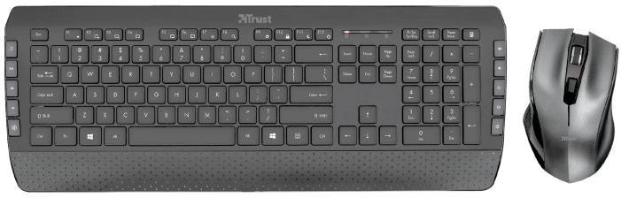Trust TECLA-2 Kabellos, USB Tastatur, Maus-Set Ergonomisch, Multimediatasten Deutsch, QWERTZ Schwarz