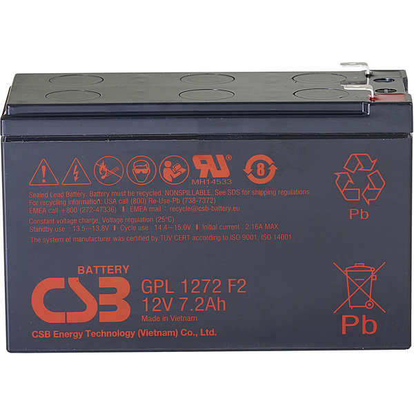 CSB Battery GPL 1272 GPL1272-F2FR Bleiakku 12 V 7.2 Ah Blei-Vlies (AGM) (B x H x T) 151 x 98 x 65 m