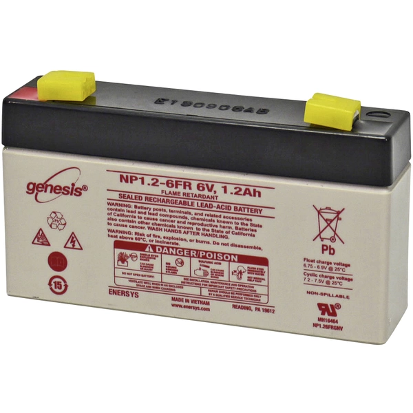 EnerSys Hawker Standby Genesis NP1.2-6 Bleiakku 6V 1.2Ah Blei-Vlies (AGM) (B x H x T) 97 x 56 x 25mm Flachstecker 6.35mm EnerSys Hawker Standby Genesis NP1.2-6 Bleiakku 6V 1.2Ah Blei-Vlies (AGM) (B x H x T) 97 x 56 x 25mm Flachstecker 6.35mm