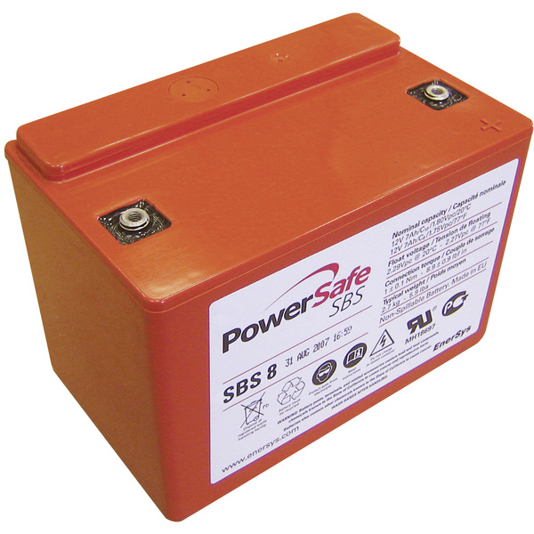 EnerSys Hawker Longlife PowerSafe SBS8 Batterie au plomb 12 V 7 Ah plomb (AGM) (l x H x P) 138 x 99 x 86 mm raccord à vis M4 sans