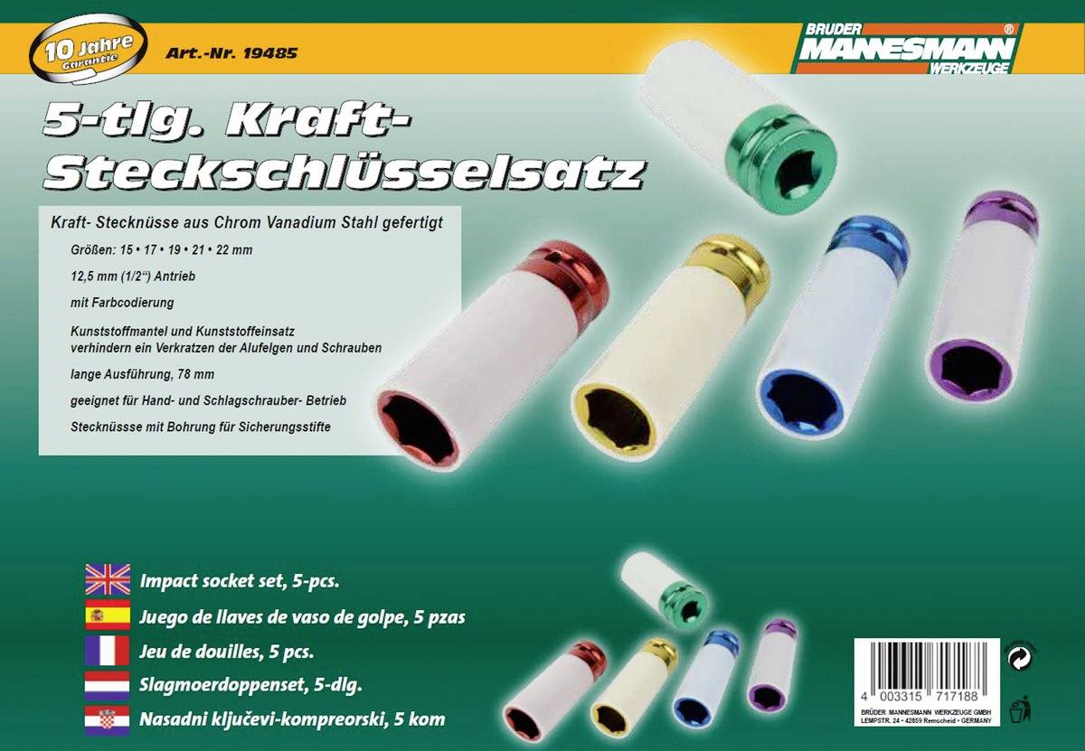 Brüder Mannesmann Steckschlüsselsatz 1/2" 5teilig M19485