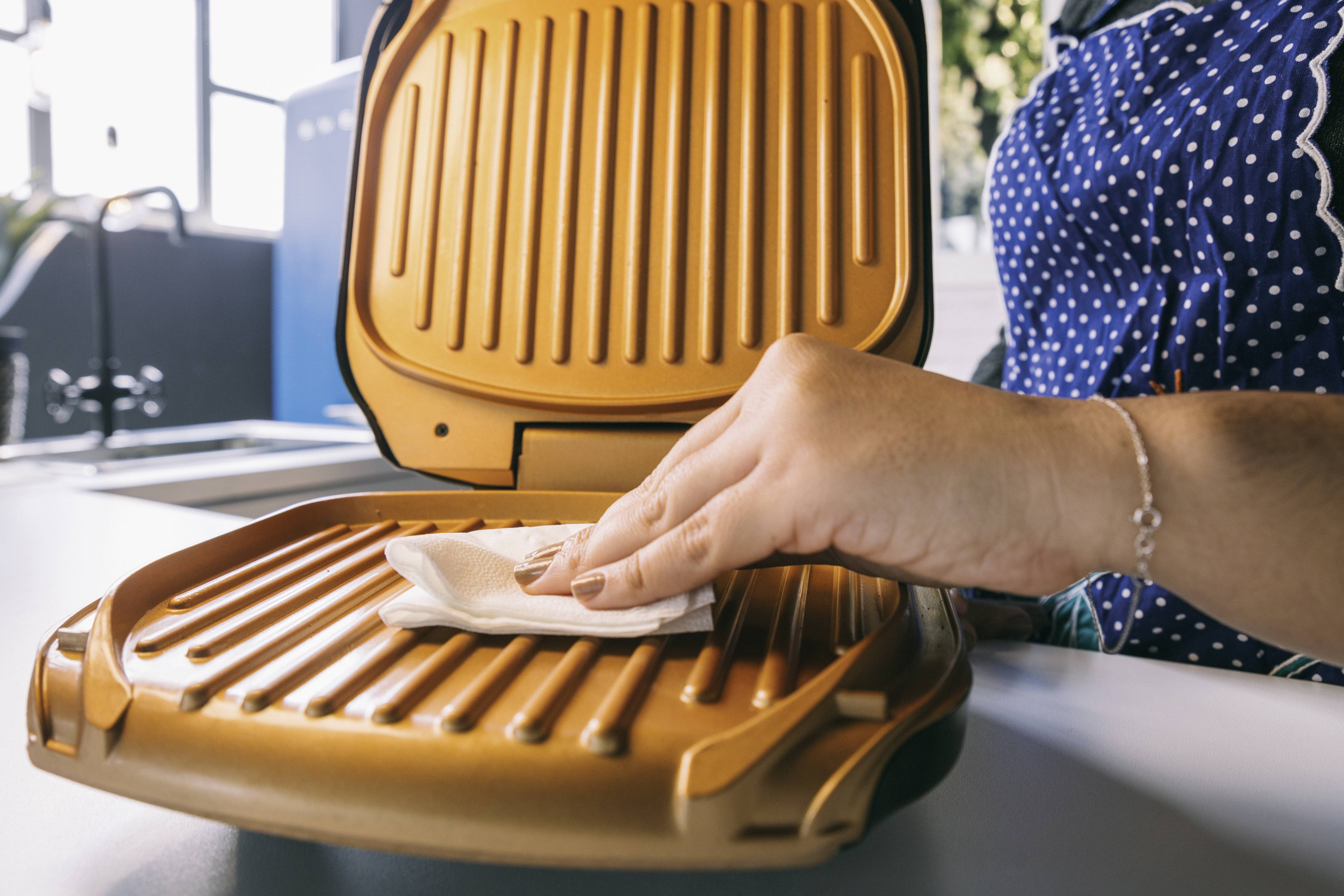 MediaShop Low Fat Elektro Kontaktgrill klappbar Schwarz, Gold