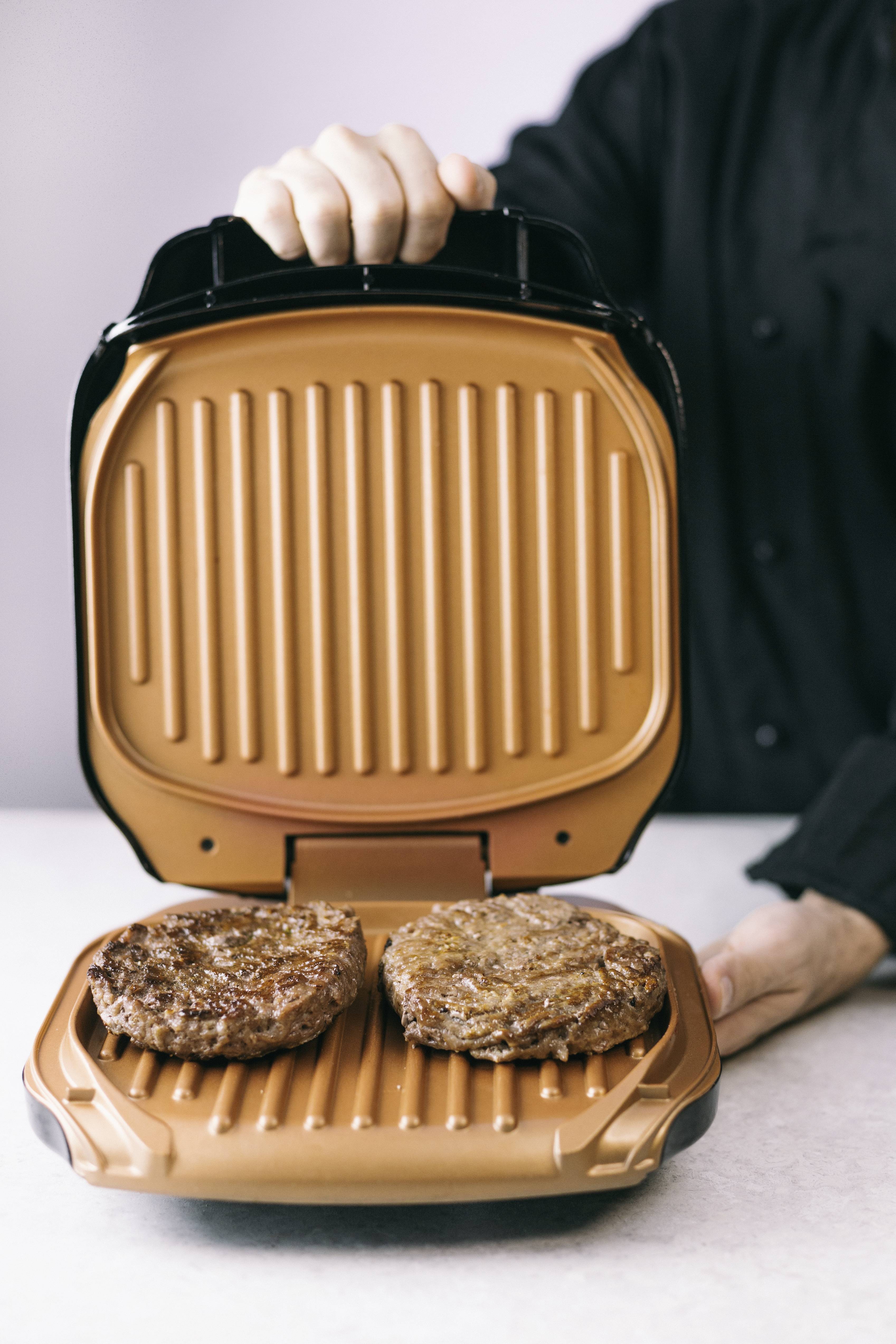 MediaShop Low Fat Elektro Kontaktgrill klappbar Schwarz, Gold