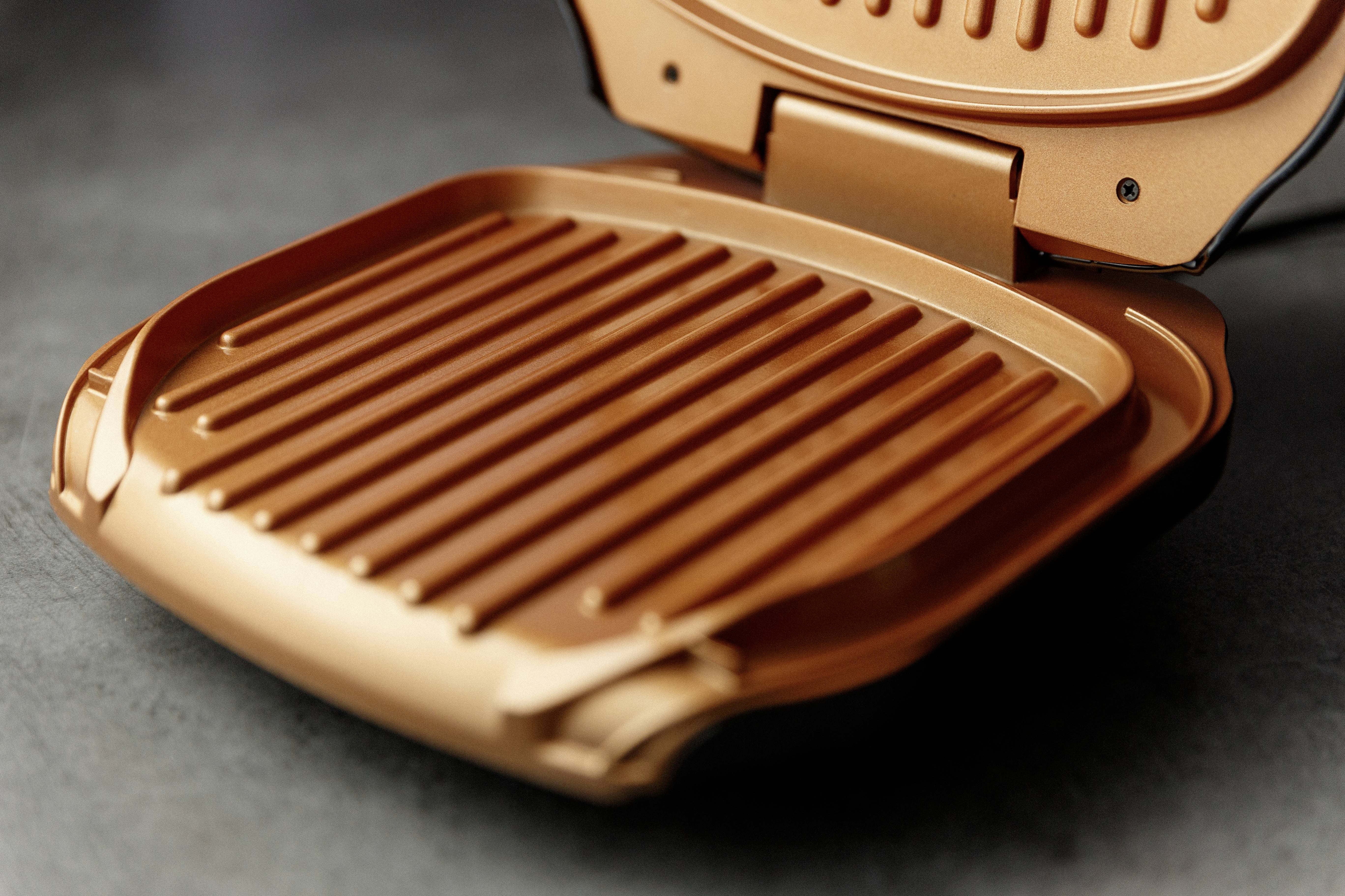 MediaShop Low Fat Elektro Kontaktgrill klappbar Schwarz, Gold