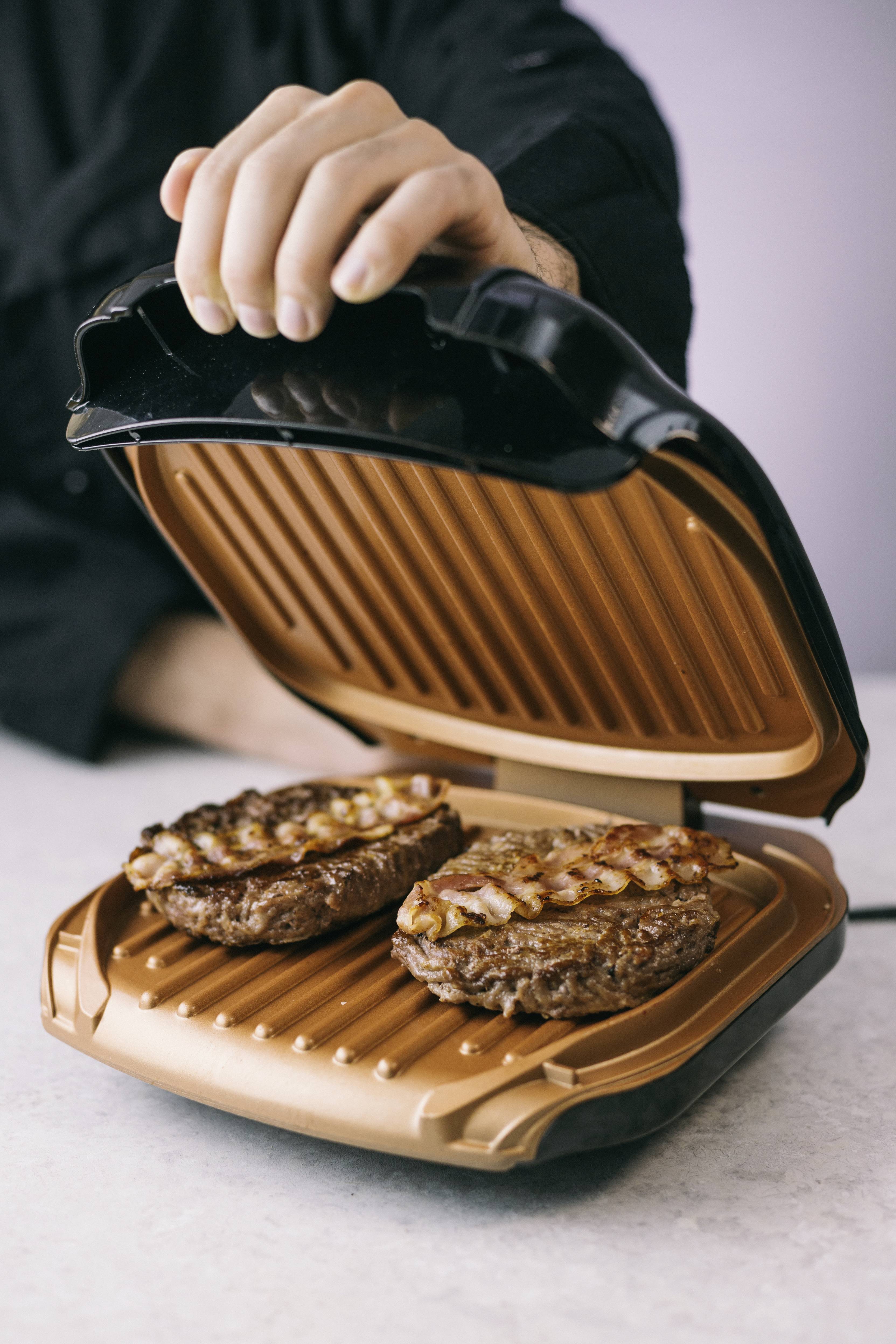 MediaShop Low Fat Elektro Kontaktgrill klappbar Schwarz, Gold